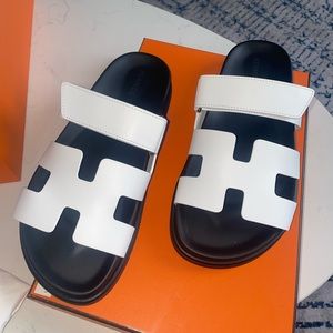 Hermes Chypre Sandal White Blanc 37.5 New